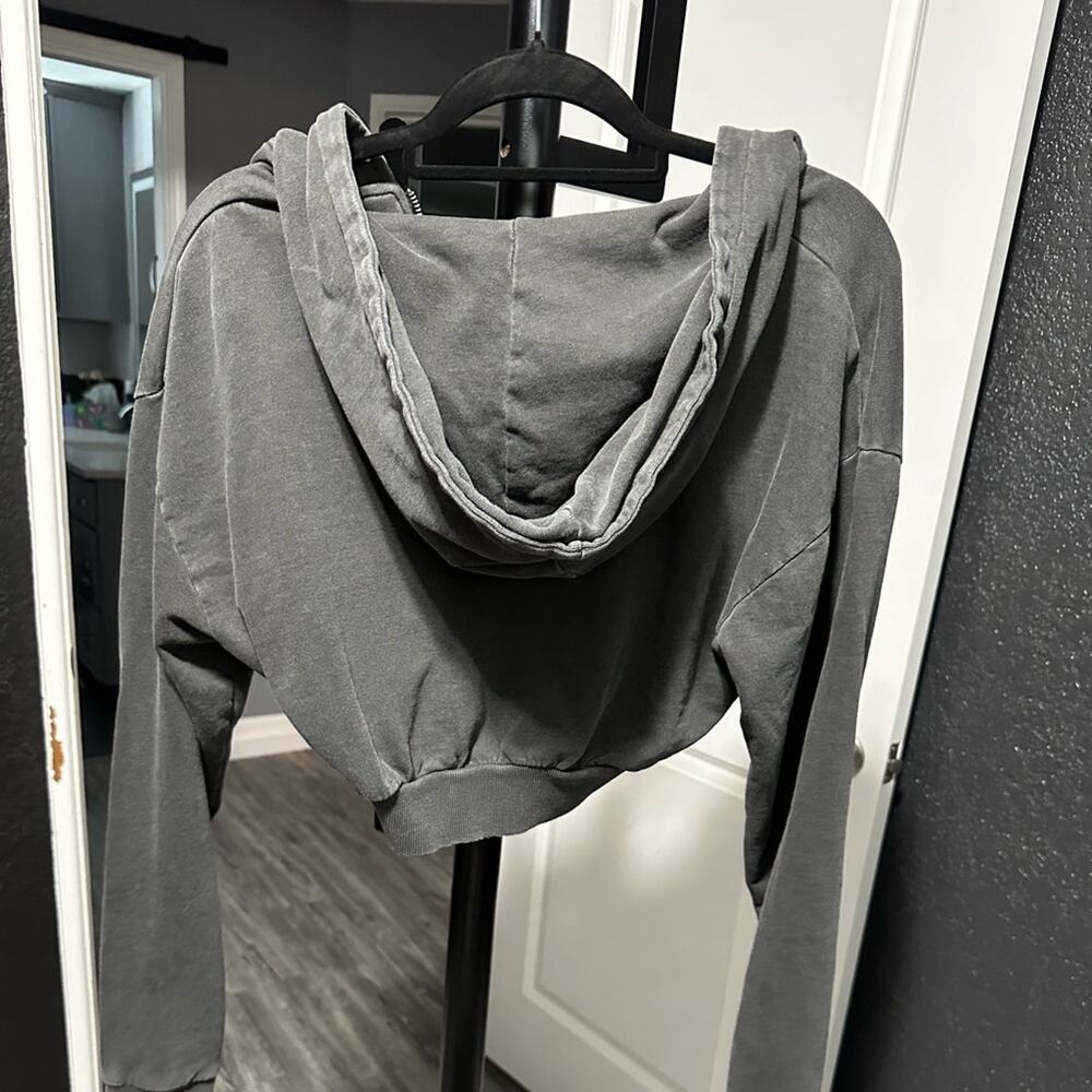Charcoal colored cropped zip up jacket